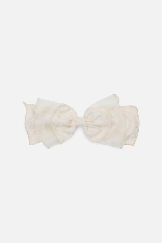 Image of Hair Accessories. Productname: Organza Texture Bow Clip in Cream colour by brand - Princess Highway