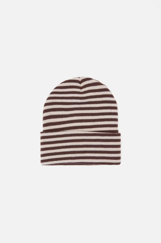 Image of Hats. Productname: Striped Beanie in Chocolate colour by brand - Princess Highway