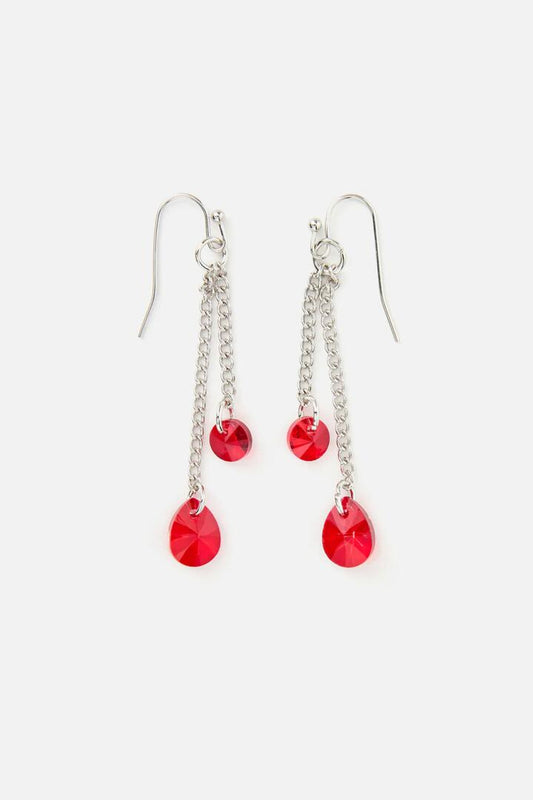 Image of Earrings. Productname: Ruby Floral Drop Earrings in Ruby colour by brand - Princess Highway