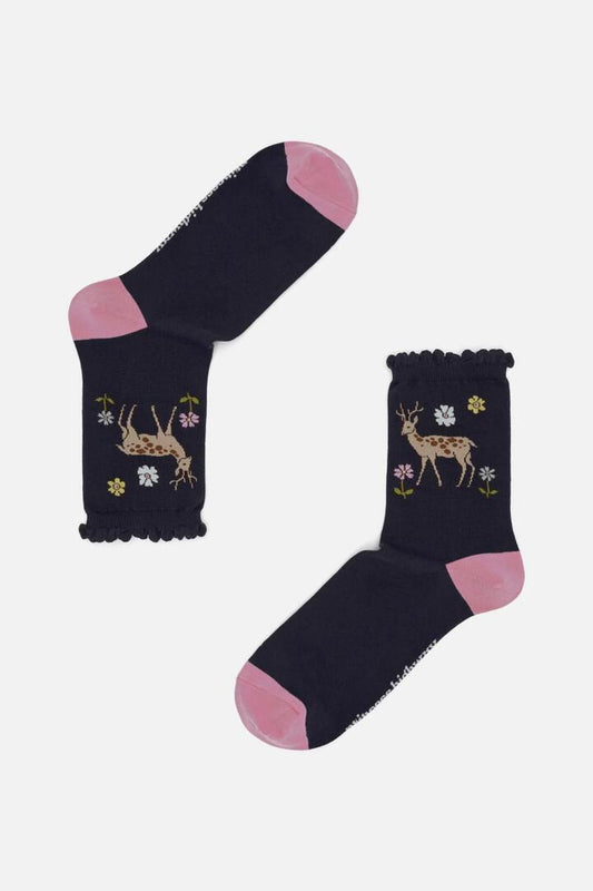 Image of Socks. Productname: Meadow Deer Socks in Navy colour by brand - Princess Highway