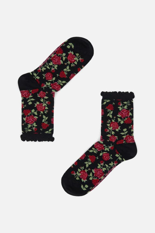 Image of Socks. Productname: Winter Roses Socks in Black colour by brand - Princess Highway