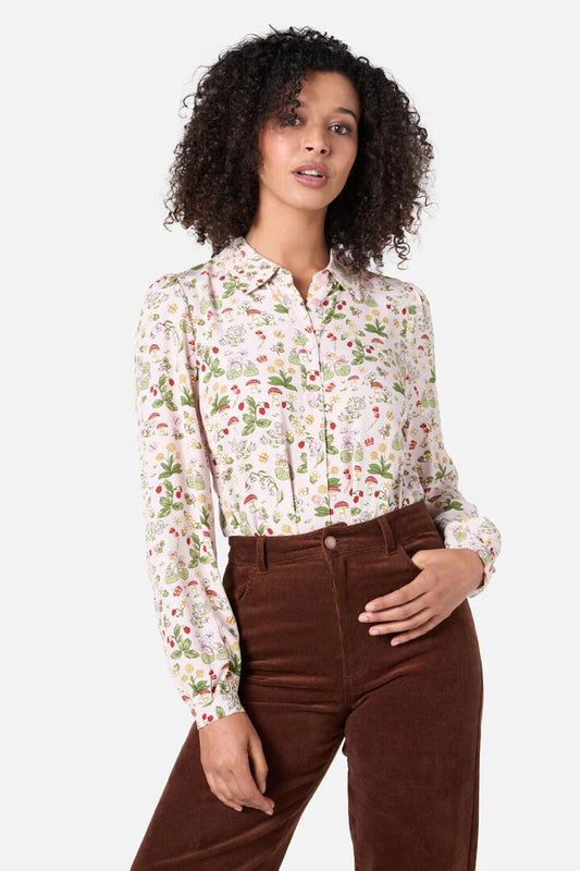 Image of a model wearing Tops. Productname: Forest Long Sleeve Blouse in Soft Pink colour by brand - Princess Highway