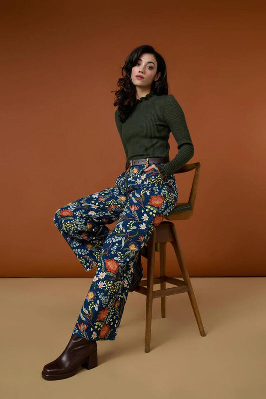 Image of a model wearing Pants. Productname: Opal Native Pant in Teal colour by brand - Princess Highway