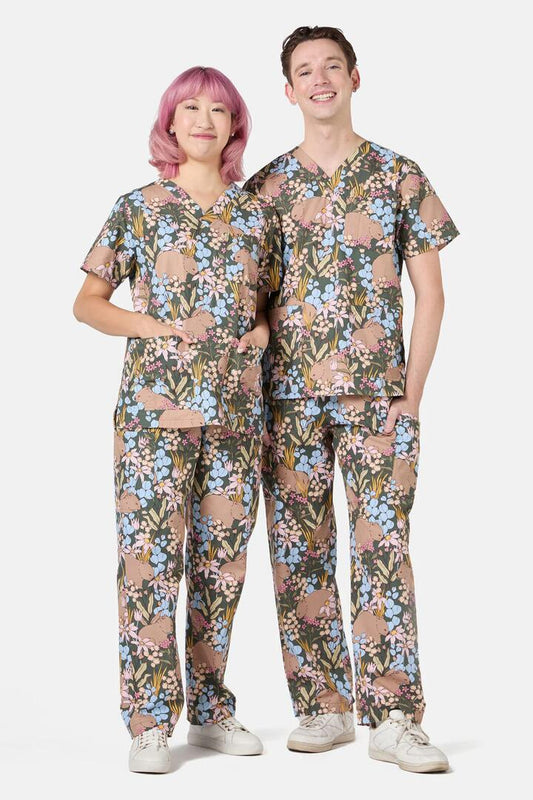 Image of a model wearing Uniforms & Workwear. Productname: Wombat Scrub Set in Green colour by brand - Princess Highway