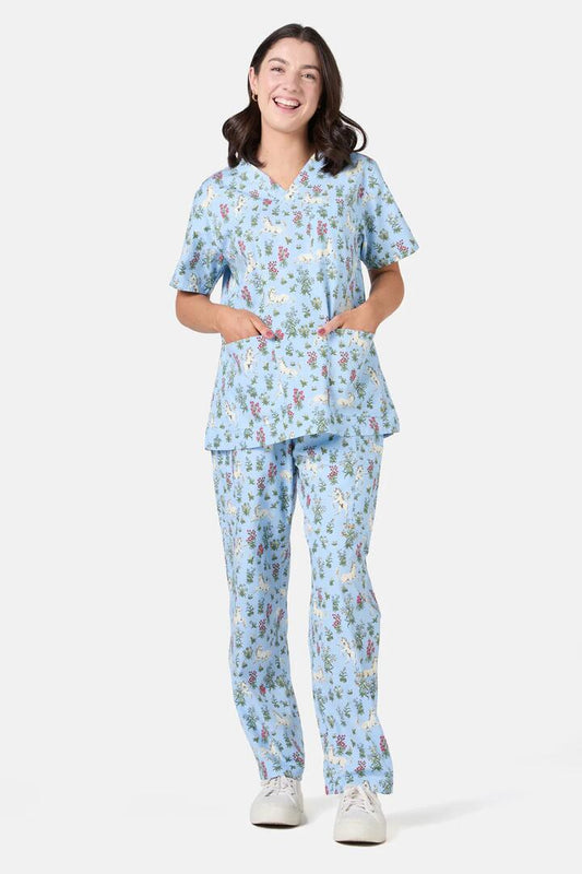 Image of a model wearing Uniforms & Workwear. Productname: Blessing Scrub Set in Blue colour by brand - Dangerfield