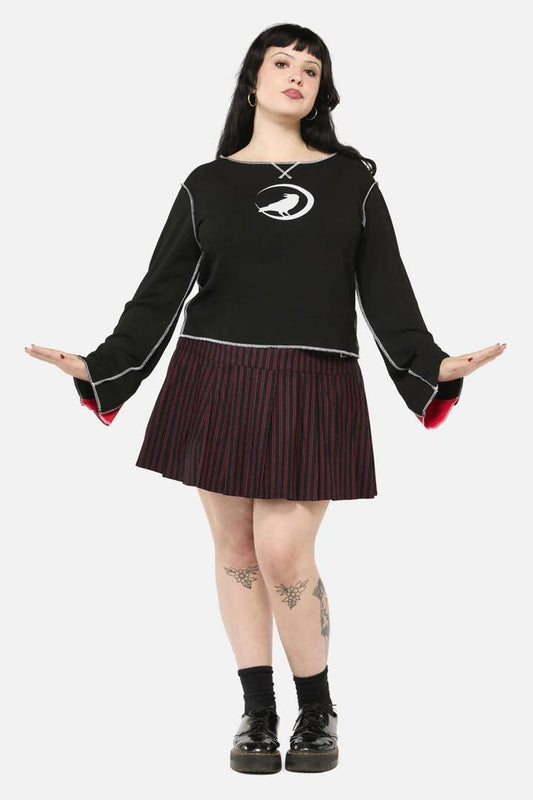 Image of a model wearing Tops. Productname: Curve Wahn Ribbed Jersey Top in Black colour by brand - Black Friday