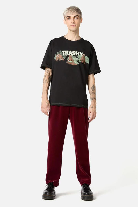Image of a model wearing Tops. Productname: Trashy Tee in Black colour by brand - Dangerfield