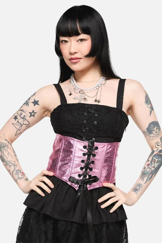 Image of Lingerie. Productname: Scales PU Underbust Corset in Pink colour by brand - Black Friday