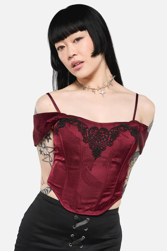Image of Lingerie. Productname: Irrevocably In Love Corset Top in Maroon colour by brand - Black Friday