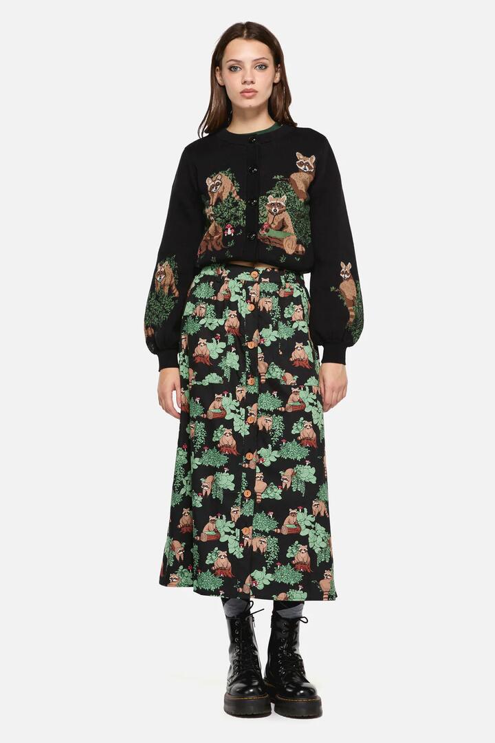 Image of a model wearing Skirts. Productname: Haus Of Raccon Print Skirt in Multi colour by brand - Dangerfield