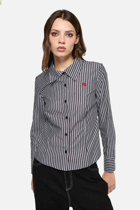 Image of a model wearing Tops. Productname: Eye On You Blouse in Black/White colour by brand - Dangerfield