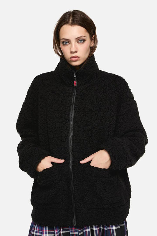 Image of a model wearing Outerwear. Productname: Scorpion Cosy Jacket in Black colour by brand - Dangerfield