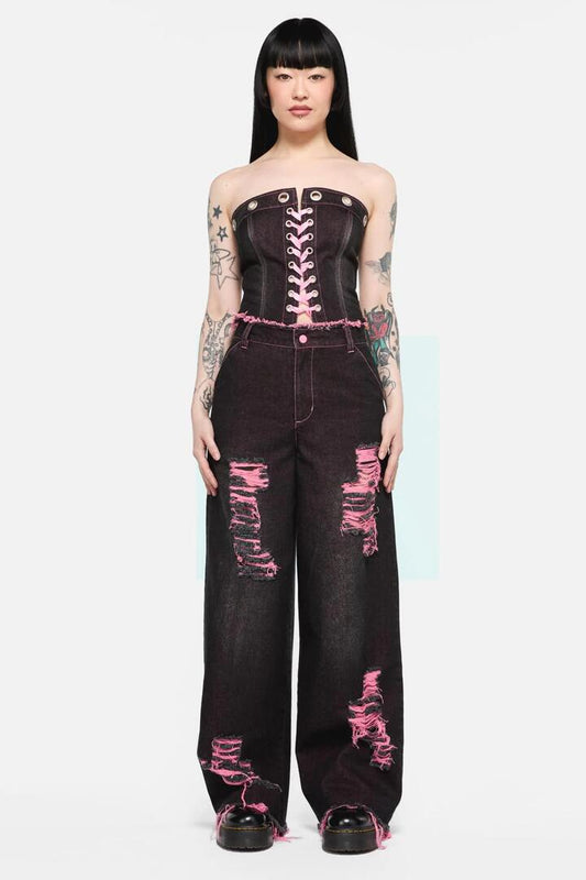 Image of a model wearing Denim. Productname: Scales Ripped Jeans in Black colour by brand - Black Friday