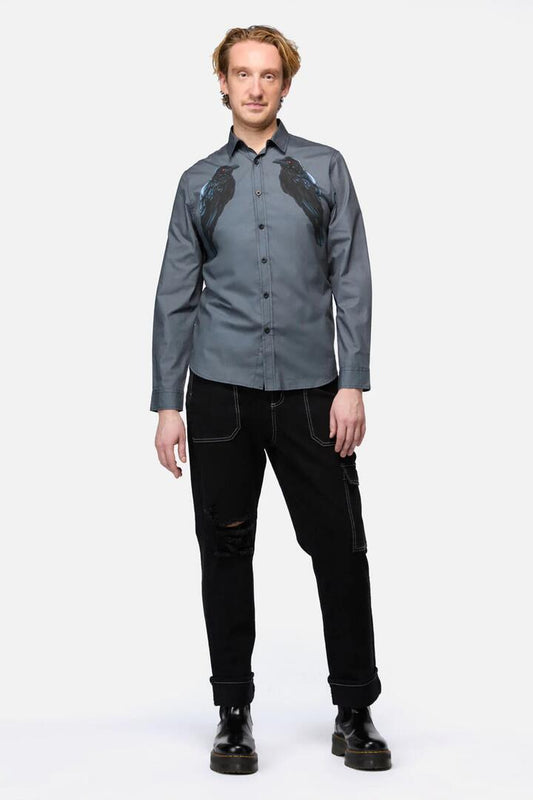 Image of a model wearing Tops. Productname: Apollo Crow LS Shirt in Black colour by brand - Black Friday