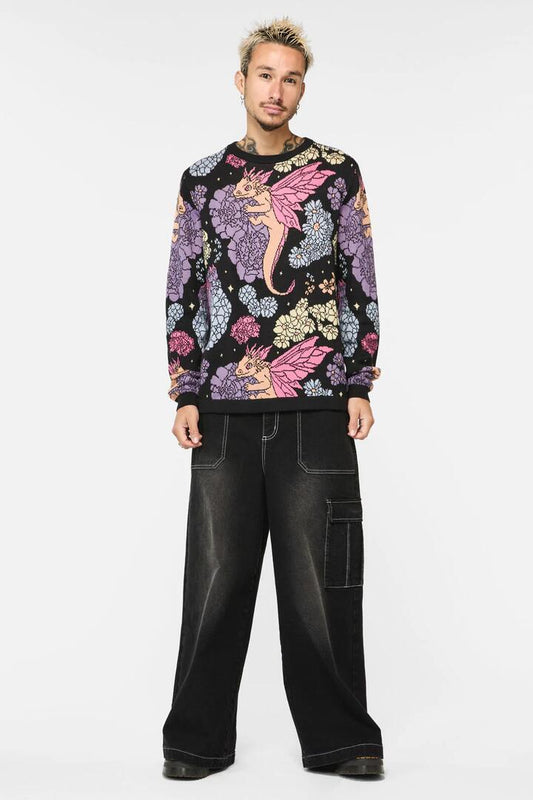 Image of a model wearing Outerwear. Productname: Dragons Grove Print Jumper in Multi colour by brand - Black Friday