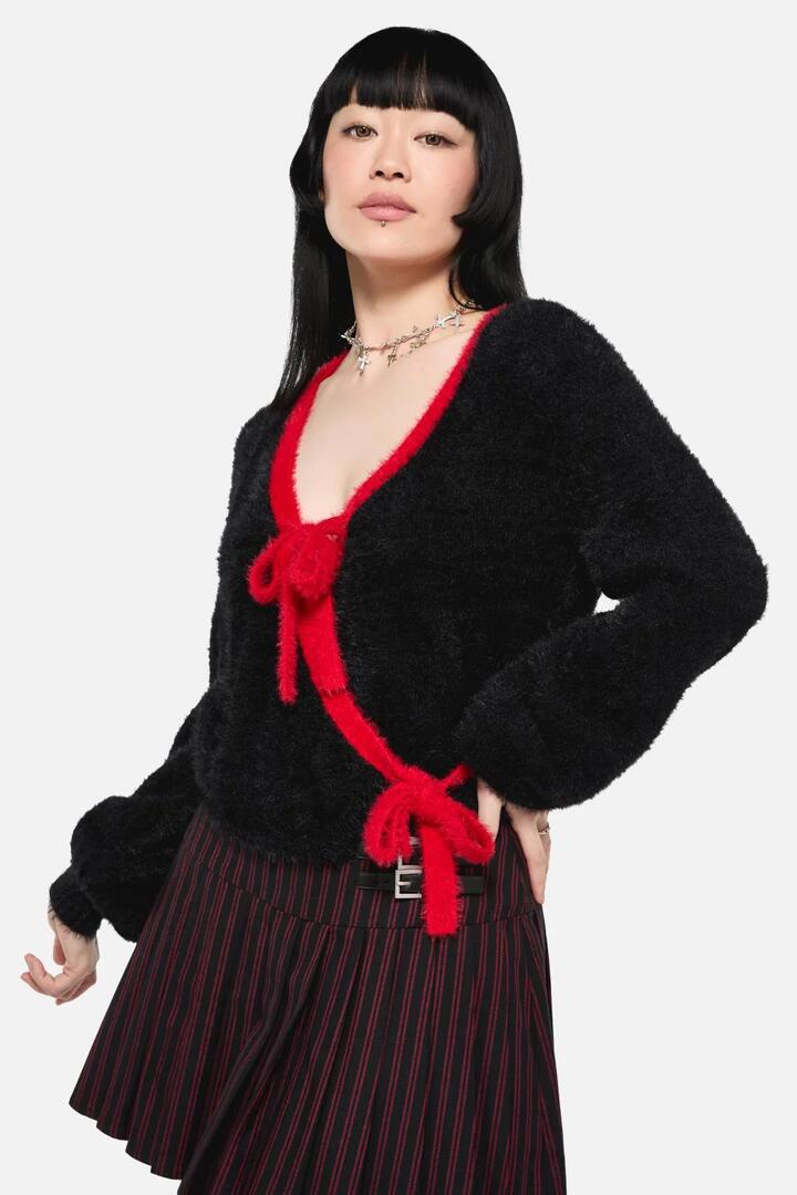 Image of Accessories. Productname: Vampy Bow Tie Cardigan in Black colour by brand - Black Friday
