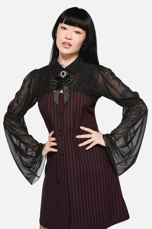 Image of a model wearing Tops. Productname: Wahn Collar Sleeves in Black colour by brand - Black Friday