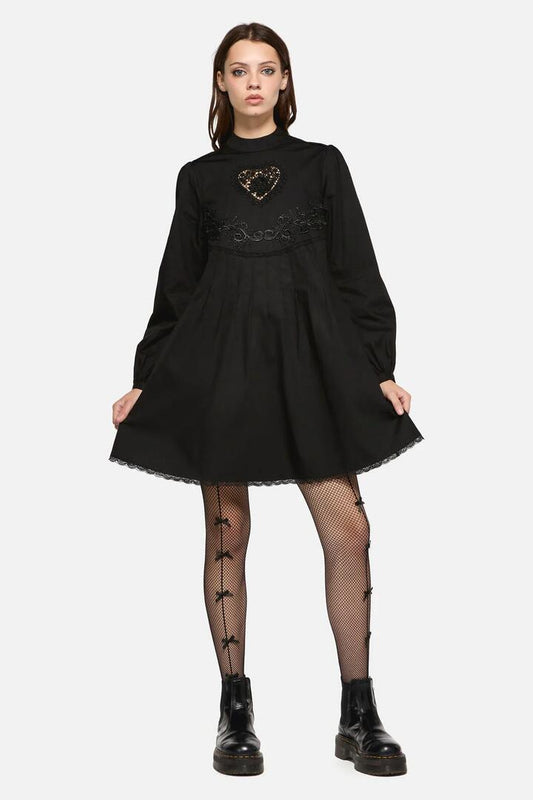 Image of a model wearing Dress. Productname: Little Bitter Baby Doll Dress in Black colour by brand - Dangerfield
