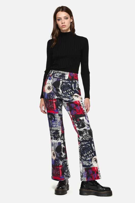 Image of a model wearing Pants. Productname: Rotten Print Pant in Multi colour by brand - Dangerfield