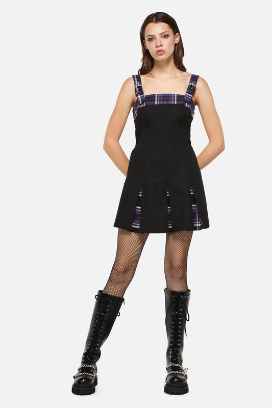 Image of a model wearing Dress. Productname: Edgy Tartan Dress in Blue/Red colour by brand - Dangerfield