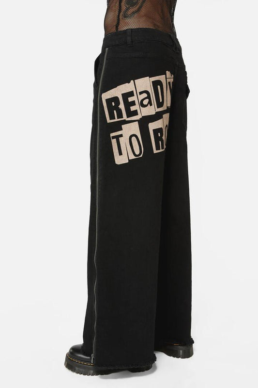 Image of a model wearing Denim. Productname: Ready To Rot Zipper Jeans in Black colour by brand - Dangerfield