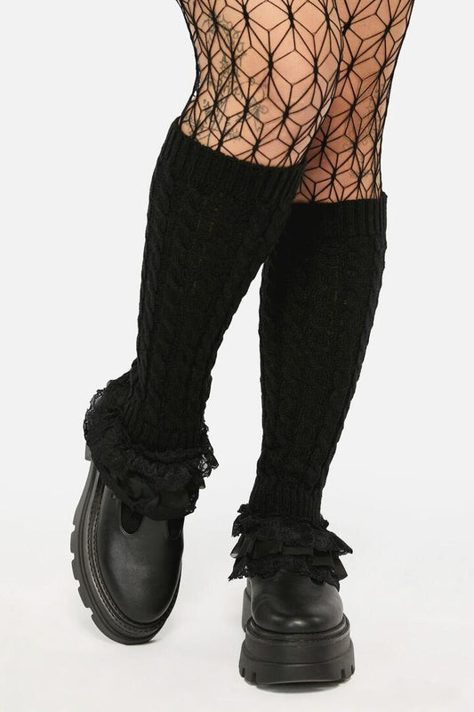 Image of Lingerie. Productname: Lace Bottom Leg Warmers in Black colour by brand - Dangerfield