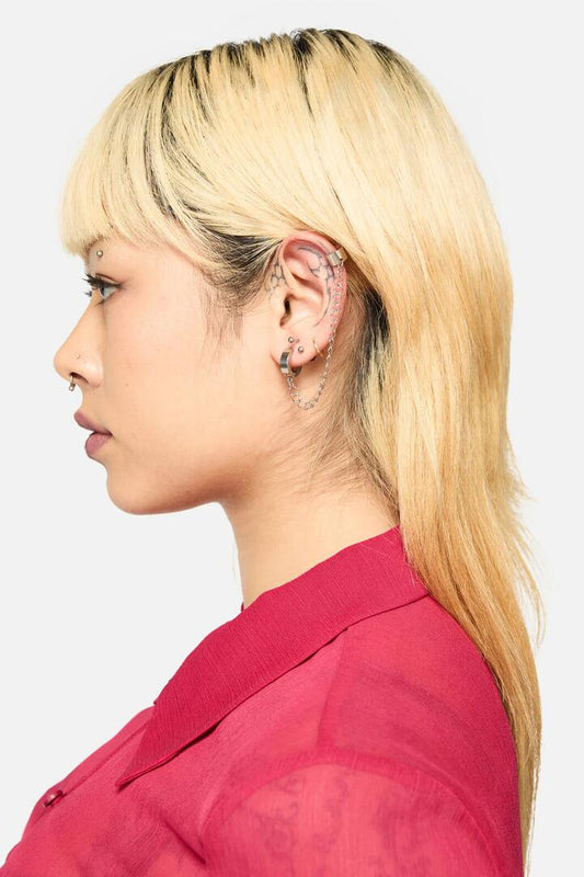 Image of Earrings. Productname: Small Hoop Earring & Cuff in Silver colour by brand - Dangerfield