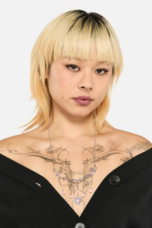 Image of Necklaces. Productname: Lilac Crystal Necklace in Silver colour by brand - Dangerfield