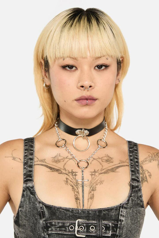 Image of Jewelry. Productname: Ring & Sword Choker in Black colour by brand - Black Friday
