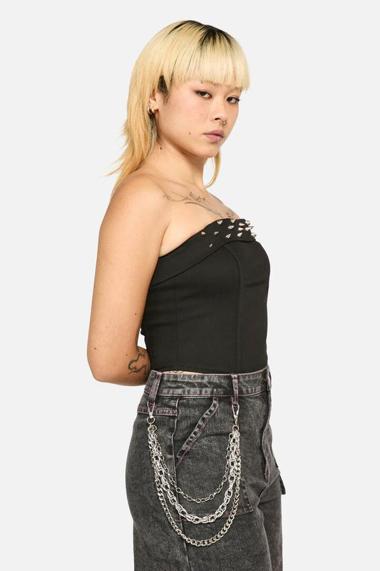 Image of a model wearing Pants. Productname: Chainlink Pant Chain in Silver colour by brand - Black Friday