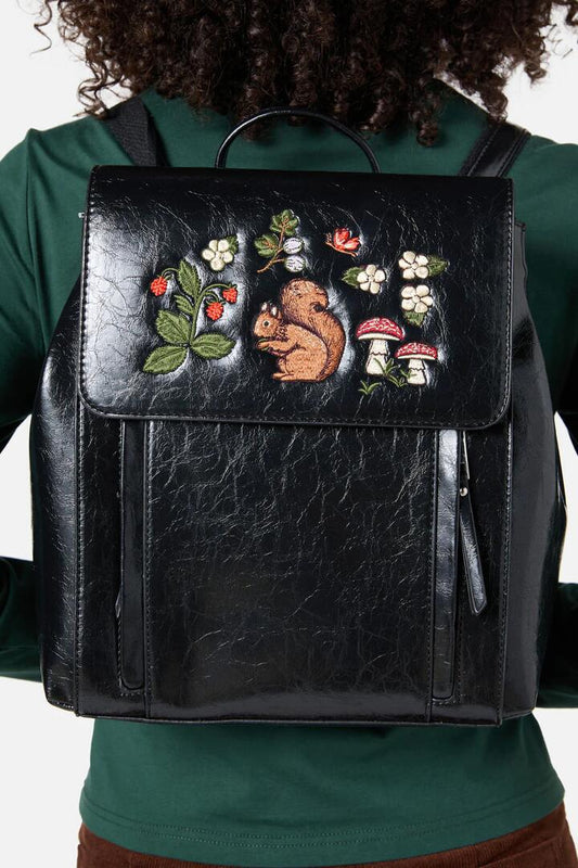 Image of Bags. Productname: Squirrel Embroidered Backpack in Black colour by brand - Princess Highway