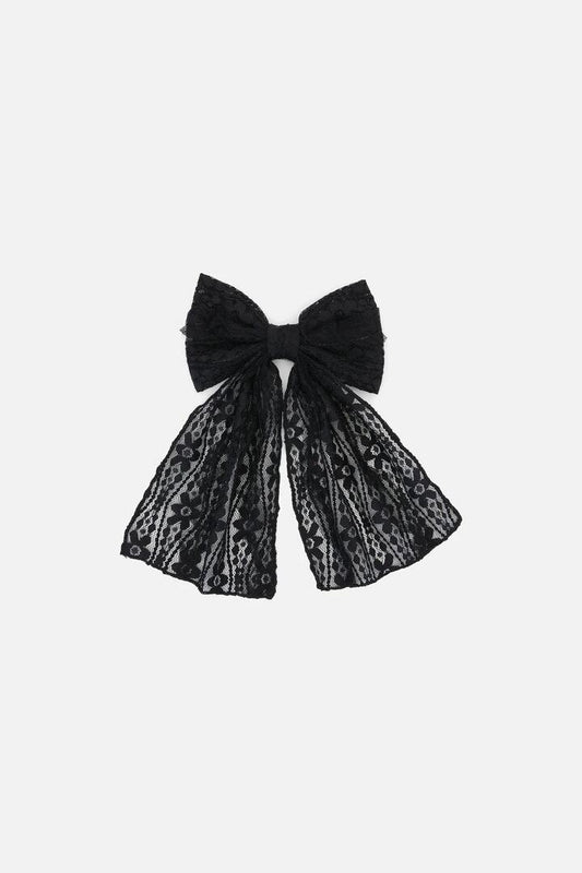 Image of Hair Accessories. Productname: Black Lacey Bow Clip in Black colour by brand - Princess Highway