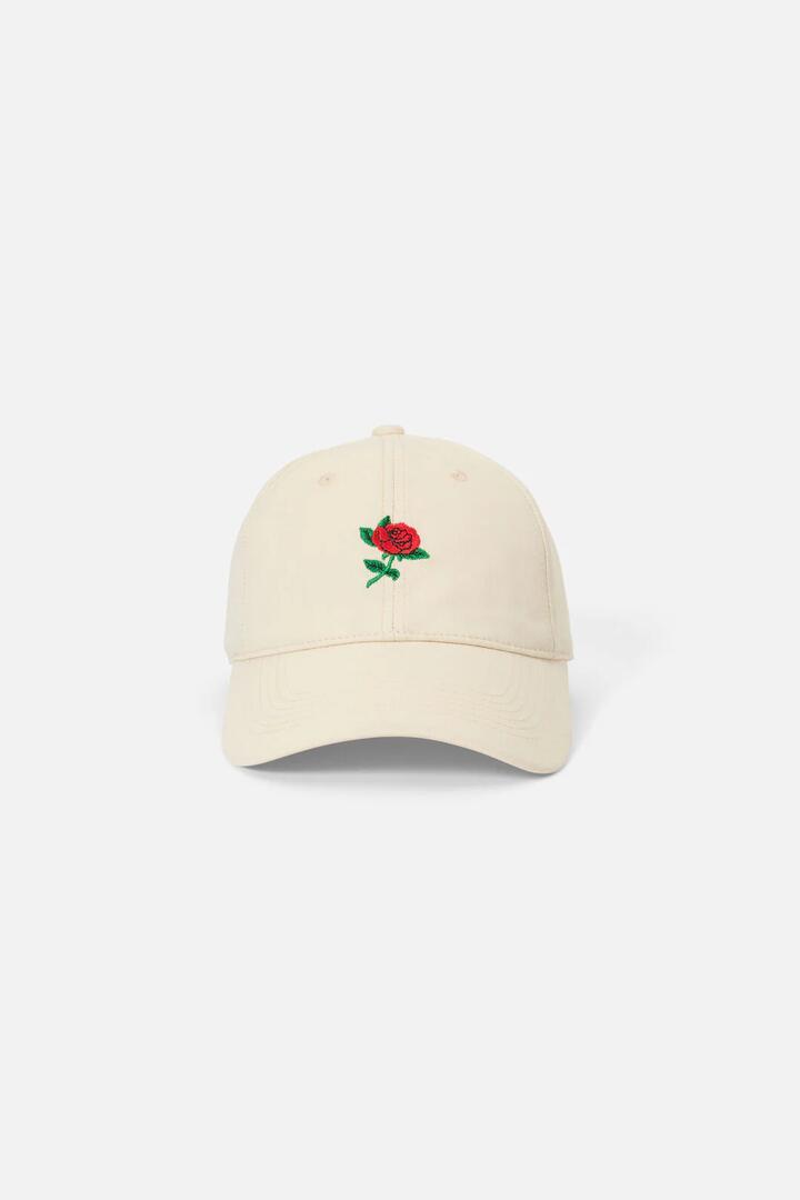 Image of Hats. Productname: Cream Rose Embroidered Cap in Cream colour by brand - Princess Highway