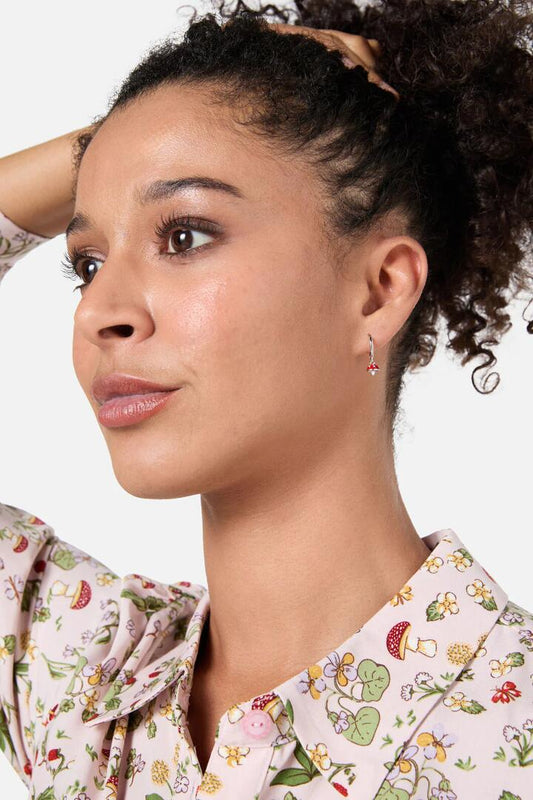 Image of Earrings. Productname: Small Mushroom Sleeper Earrings in Silver colour by brand - Princess Highway