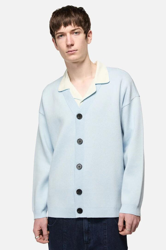 Image of a model wearing Outerwear. Productname: Catkins Boucle Cardi in Blue colour by brand - Dangerfield