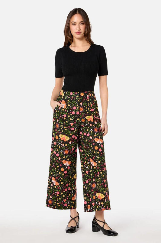 Image of a model wearing Pants. Productname: Folk Art Culotte in Pink colour by brand - Princess Highway