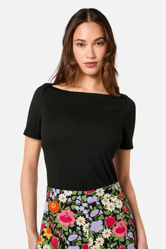 Image of Footwear. Productname: Classic Boat Neck Tee in Black colour by brand - Princess Highway