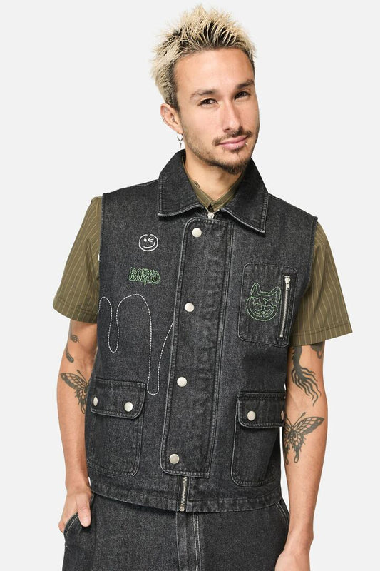 Image of a model wearing Tops. Productname: Graff Patch Vest in Black colour by brand - Black Friday