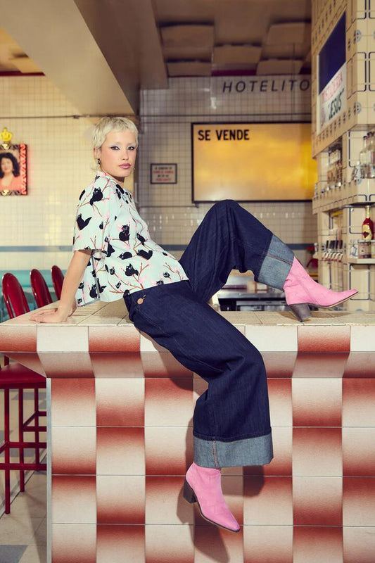 Image of a model wearing Denim. Productname: Forgotten City Jeans in Indigo colour by brand - Dangerfield