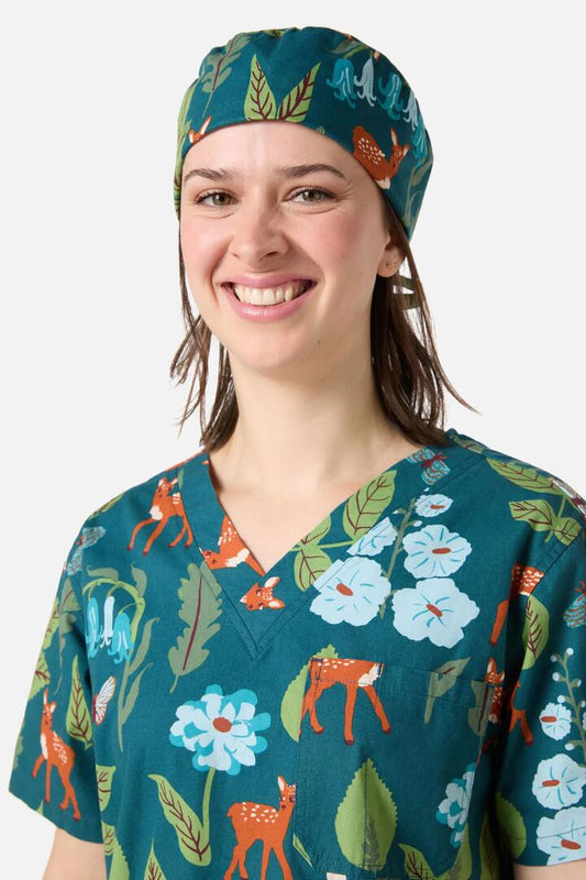 Image of Hats. Productname: Winter Deer Scrub Hat in Teal colour by brand - Scrubs With Love