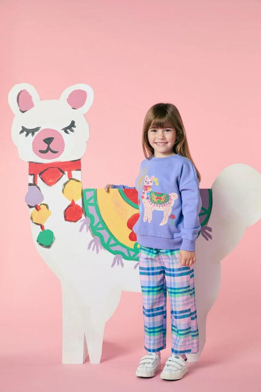 Image of a model wearing Pants. Product name - Cindy Check Kids Pant in Multi colour by brand - Princess Highway Kids