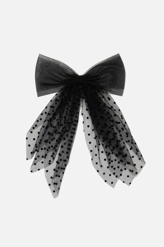 Image of Hair Accessories. Productname: Gothic Tulle Barrette Bow Clip in Black colour by brand - Dangerfield