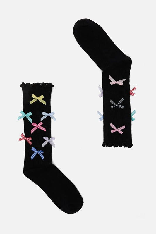Image of Socks. Productname: Socks With Lots Of Bows in Black colour by brand - Dangerfield