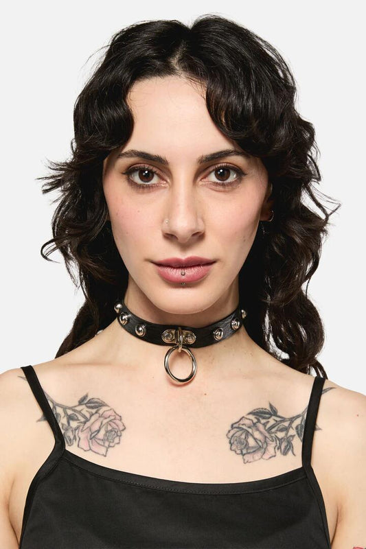 Image of Jewelry. Productname: Stud & Ring Choker in Black colour by brand - Black Friday