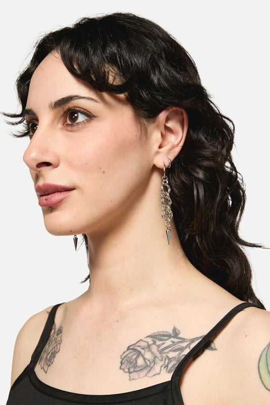 Image of Jewelry. Productname: Chainlink Spiked Sleepers in Silver colour by brand - Black Friday