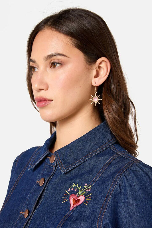 Image of Earrings. Productname: Soft Pink Sun Earrings in Gold colour by brand - Princess Highway