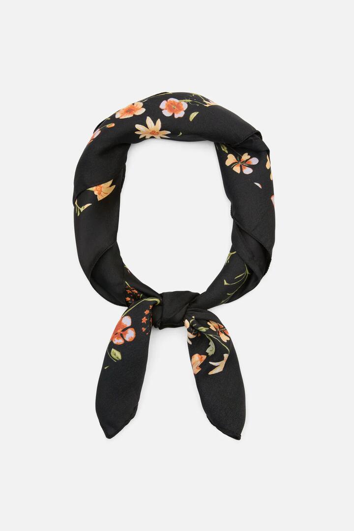 Image of Accessories. Productname: Alyssa Square Satin Scarf in Black colour by brand - Princess Highway
