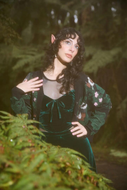 Image of Lingerie. Productname: Keeper Of The Woods Velvet Corset Top in Emerald colour by brand - Black Friday