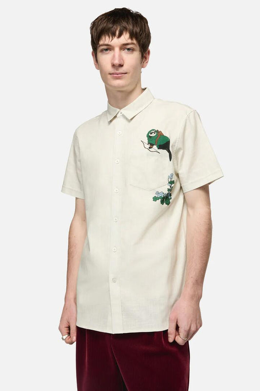 Image of a model wearing Tops. Productname: Keeper Of The Woods Pocket SS Shirt in Cream colour by brand - Black Friday