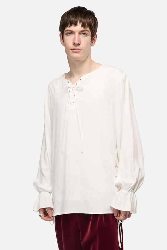 Image of a model wearing Tops. Productname: Keeper Of The Woods Jousting Shirt in Cream colour by brand - Black Friday